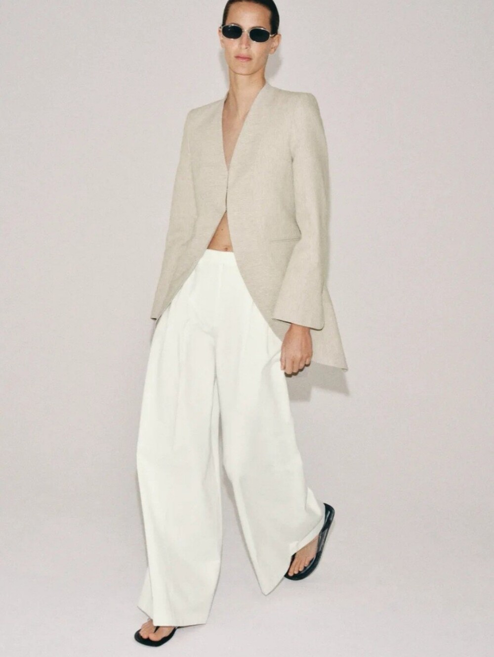 ZARA ZW COLLECTION SAND/MARL LONG STRIPED BLAZER ✨️✨️✨️